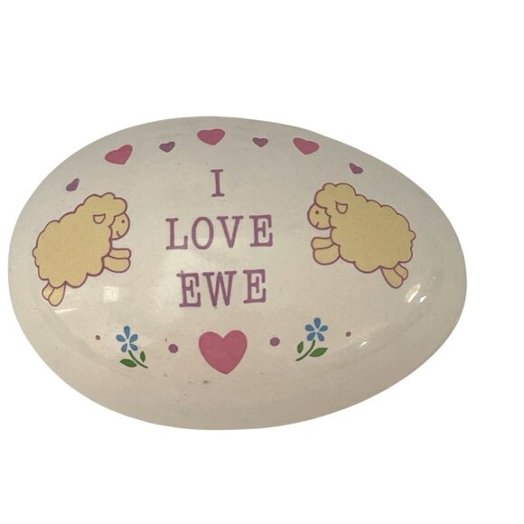 Russ Berrie & Co. Other - Vintage Ceramic Egg Candle Russ Berrie I Love Ewe Jewelry Trinket Box Lamb Sheep